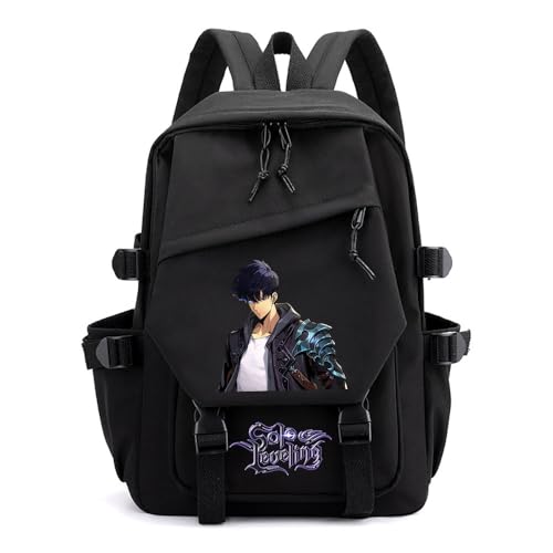 Sageam Anime Solo Leveling Merch Campus Rucksäcke Cartoon Schulranzen mit Laptopfach für Teenager Jungen Mädchen von Sageam