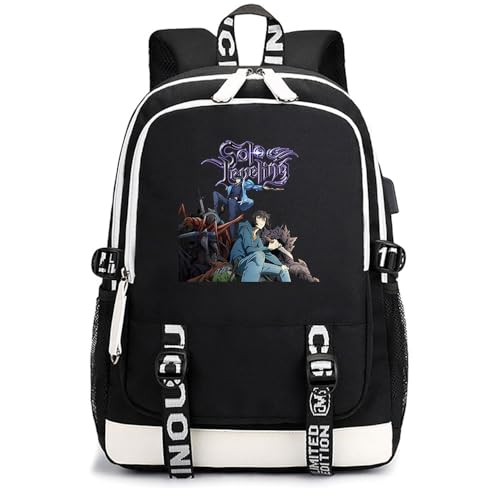 Sageam Anime Solo Leveling Merch Klassischer Schultaschen Outdoor Tasche Reise-Rucksäcke für Teenager Damen Herren von Sageam