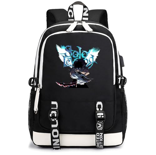 Sageam Anime Solo Leveling Merch Klassischer Schultaschen Outdoor Tasche Reise-Rucksäcke für Teenager Damen Herren von Sageam