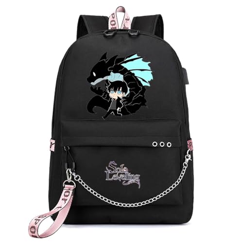 Sageam Anime Solo Leveling Merch Tagesrucksäcke Cosplay-Rucksäcke Laptop-Rucksäcke für Teenager Mädchen Jungen von Sageam