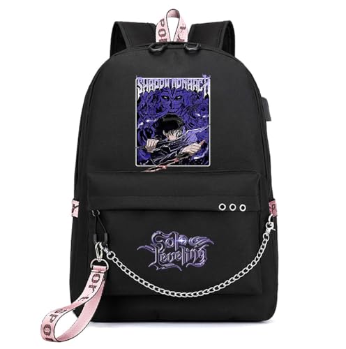 Sageam Anime Solo Leveling Merch Tagesrucksäcke Cosplay-Rucksäcke Laptop-Rucksäcke für Teenager Mädchen Jungen von Sageam