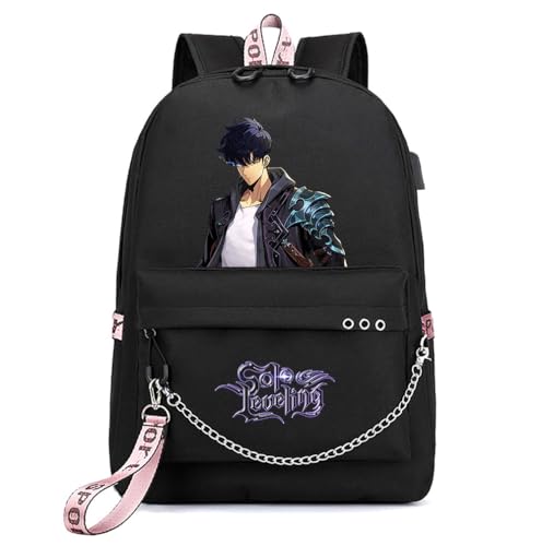 Sageam Anime Solo Leveling Merch Tagesrucksäcke Cosplay-Rucksäcke Laptop-Rucksäcke für Teenager Mädchen Jungen von Sageam