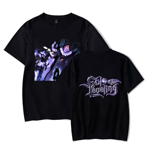 Solo Leveling Merch T-Shirt Herren Damen Casual Kurzarm Cosplay Sung Jin-Woo Anime Sommer Top mit rundem Halsausschnitt von Sageam