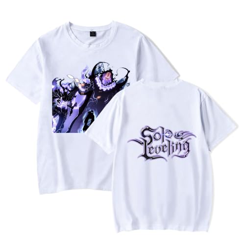 Solo Leveling Merch T-Shirt Herren Damen Casual Kurzarm Cosplay Sung Jin-Woo Anime Sommer Top mit rundem Halsausschnitt von Sageam