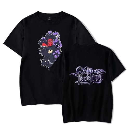 Solo Leveling Merch T-Shirt Herren Damen Casual Kurzarm Cosplay Sung Jin-Woo Anime Sommer Top mit rundem Halsausschnitt von Sageam
