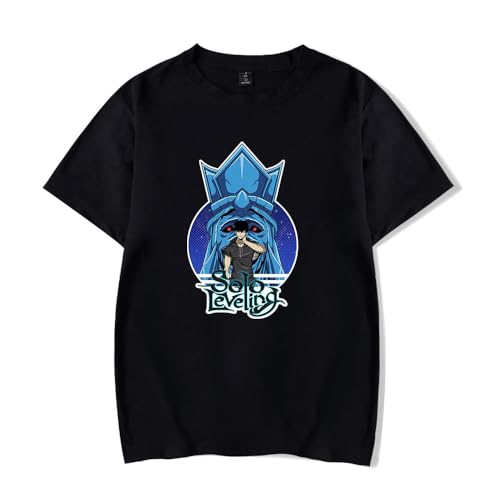 Solo Leveling Merch T-Shirt Herren Damen Casual Kurzarm Cosplay Sung Jin-Woo Anime Sommer Top mit rundem Halsausschnitt von Sageam