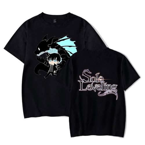 Solo Leveling Merch T-Shirt Herren Damen Casual Kurzarm Cosplay Sung Jin-Woo Anime Sommer Top mit rundem Halsausschnitt von Sageam