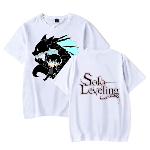 Solo Leveling Merch T-Shirt Herren Damen Casual Kurzarm Cosplay Sung Jin-Woo Anime Sommer Top mit rundem Halsausschnitt von Sageam
