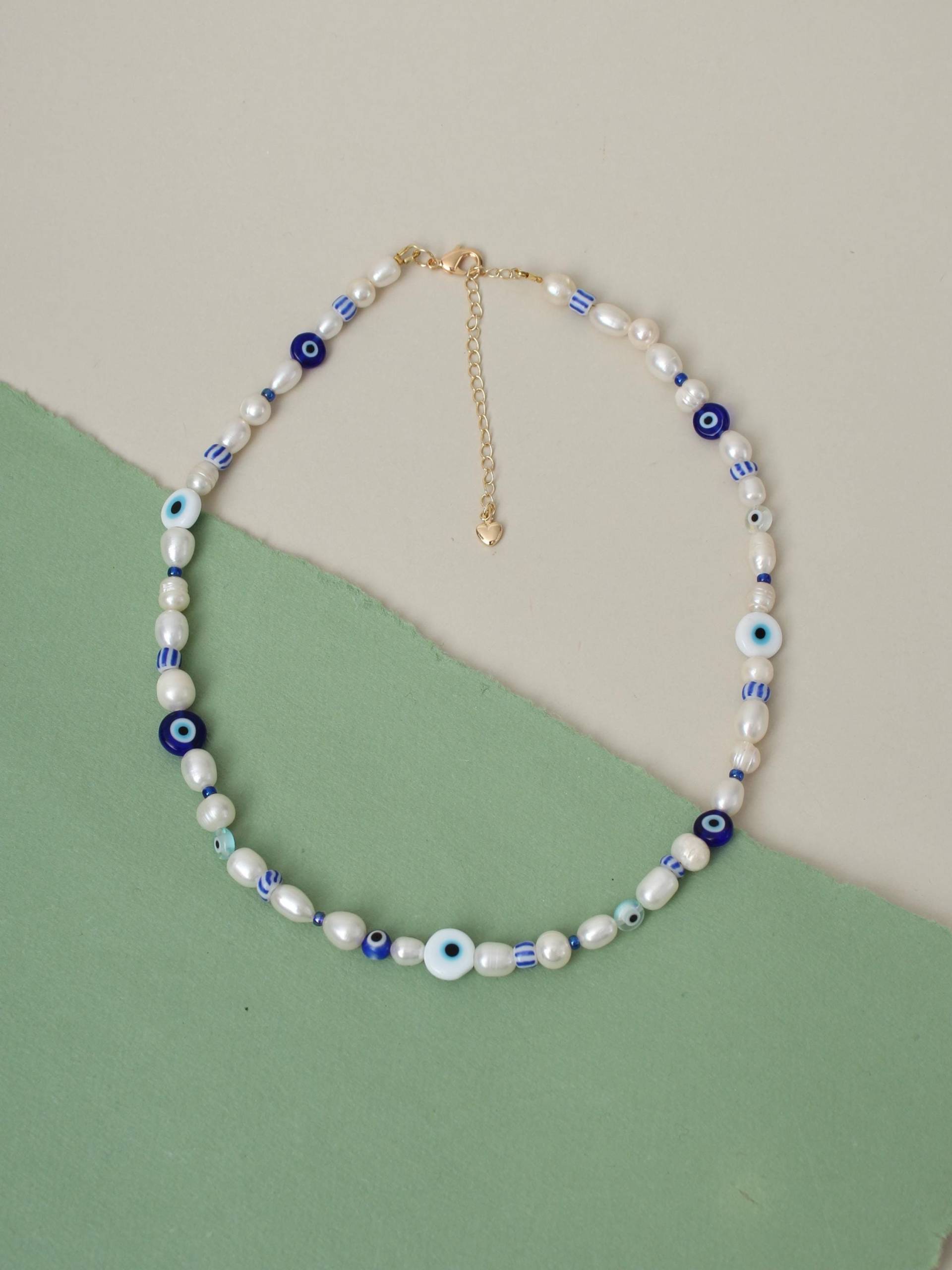 Evil Eye Perlen Halsband Blaue Glasperlen Halskette Evil Eye Perlen Halsband Blaue Glasperlen Halskette von SageandBeads