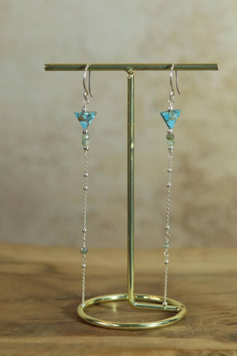 Filigrane Ohrringe Fadenohrringe Aus 925 Silber Mit Türkis von SageandSilverDE