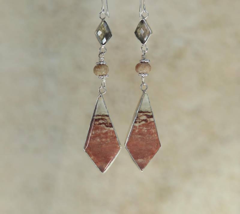 Handgemachte Ohrhänger Aus 925Er Sterling Silber Mit Rauchquarz Und Achat Blutstein Handgemachte Ohrhänger Aus 925Er Sterling Silber Mit Rauchquarz Und Achat Blutstein von SageandSilverDE