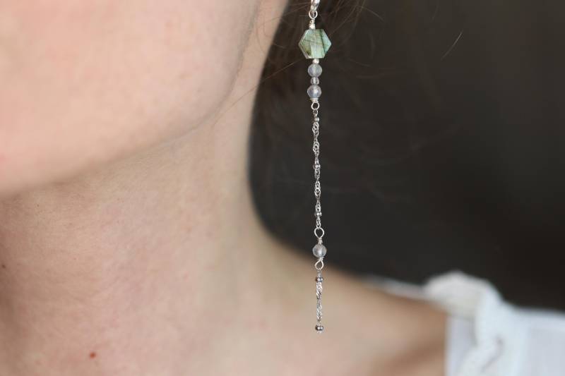 Zarte Fadenohrringe Aus 925 Sterling Silber Mit Labradorit Und Edelsteinperlen Zarte Fadenohrringe Aus 925 Sterling Silber Mit Labradorit Und Edelsteinperlen von SageandSilverDE