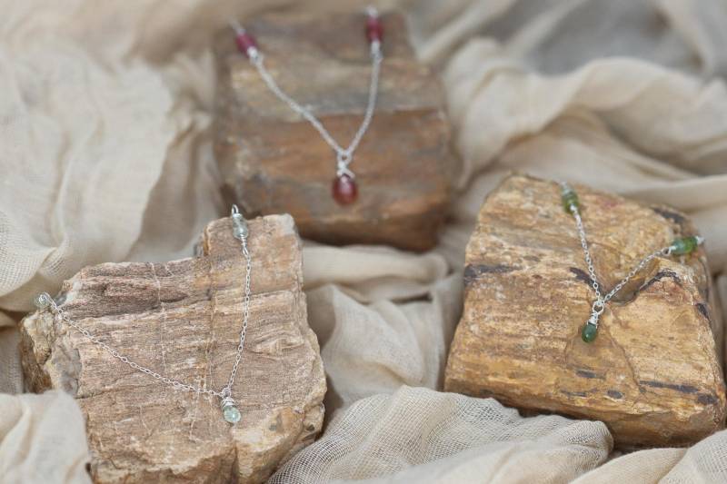 Zarte Silberkette Pink Blau Grün Turmalin Edelstein Edelsteinkette 925 Silber Zarte Silberkette Pink Blau Grün Turmalin Edelstein Edelsteinkette 925 Silber von SageandSilverDE