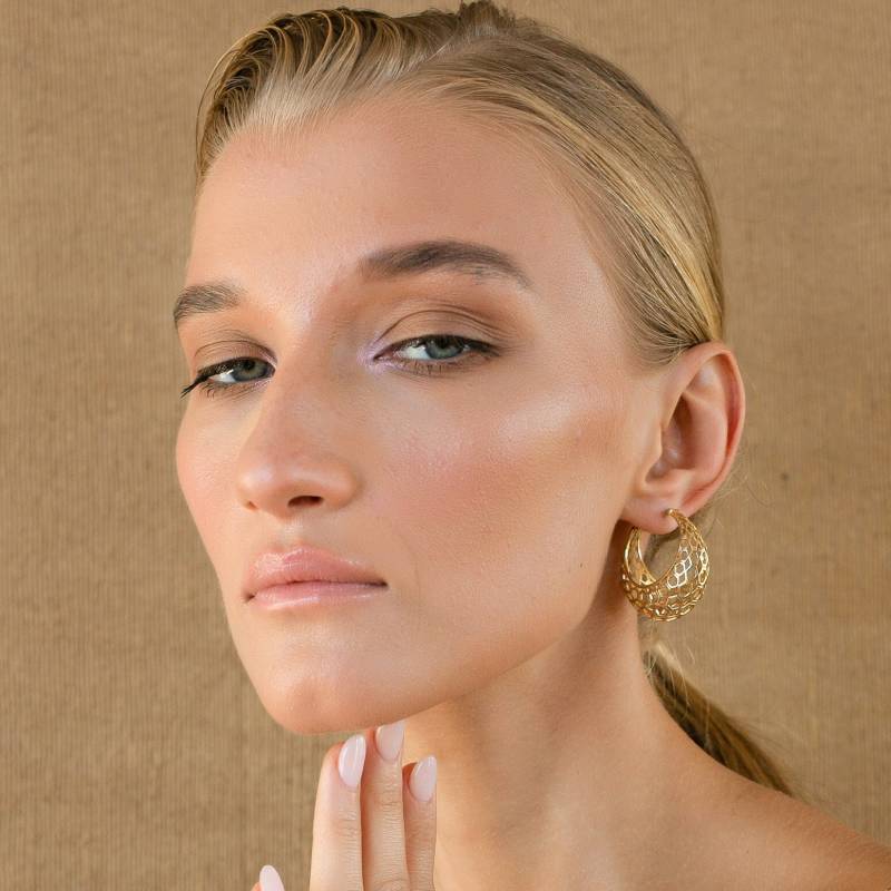 Gold Creolen, 18K Vergoldetes Messing Oder Sterling Silber, Hive Baumeln Tropfen Ohrring Handgemachte Boho Schmuck, Geschenk Für Sie von Sagia