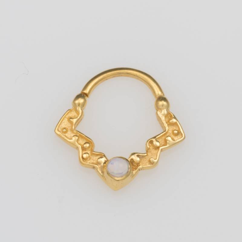 Gold Septum Ring, Opal Stammes Schmuck, 18G Septum, Lotus Blume 14K Helix Hoop, Tragus von Sagia