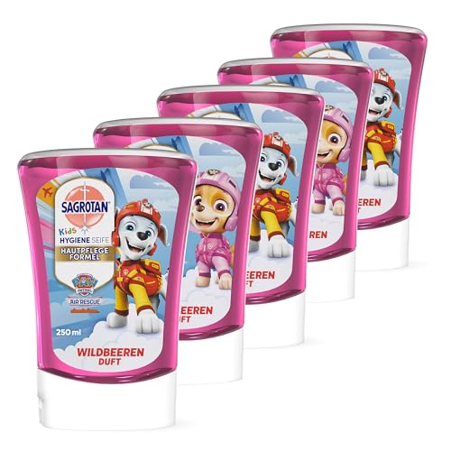 Sagrotan Kids No-Touch Nachfüller Wildbeeren – Für den automatischen Seifenspender – 5 x 250 ml Handseife von Sagrotan