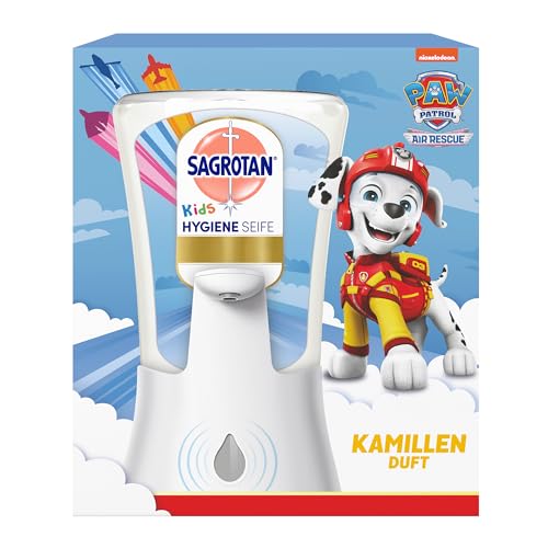 Sagrotan No-Touch Kids Hygiene Seife Starter-Set – Sagrotan No-Touch Automatischer Seifenspender inkl. Nachfüller Hygiene Seife Kamille – 1 x 250 ml Handseife von Sagrotan