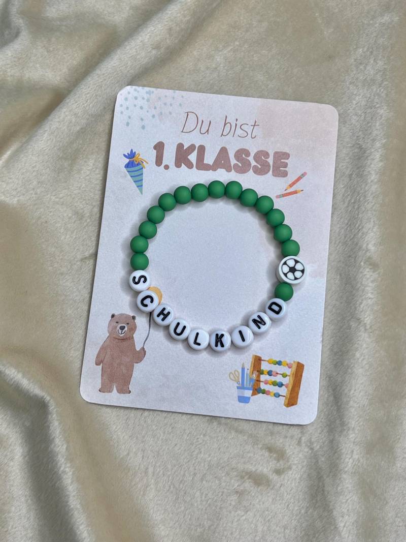 Schulkind Armband/Einschulung 1. Klasse Kitakind Personalisiert Name Namensarmband/ Kinderschmuck Fussball Kindergeburtstag Schulkind Armband/Einschulung 1. Klasse Kitakind Personalisiert Name Namensarmband/ Kinderschmuck Fussball Kindergeburtstag von SagsMitPerlen