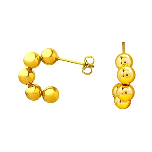 Sahallo Ohrringe Ohrstecker Creolen Gold modern Kugel Damenohrringe aus Edelstahl 18k vergoldet Modeschmuck mit Ohrringe Schmuckkästchen modisches stylisches Geschenk Ohrschmuck Damen Frauen von Sahallo
