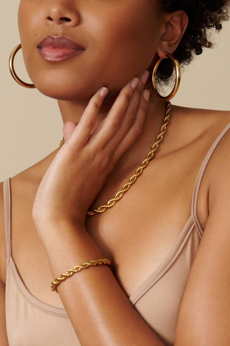 18K Vergoldetes Seil Armband - Edelstahl Twist Kette von SaharasEssentials