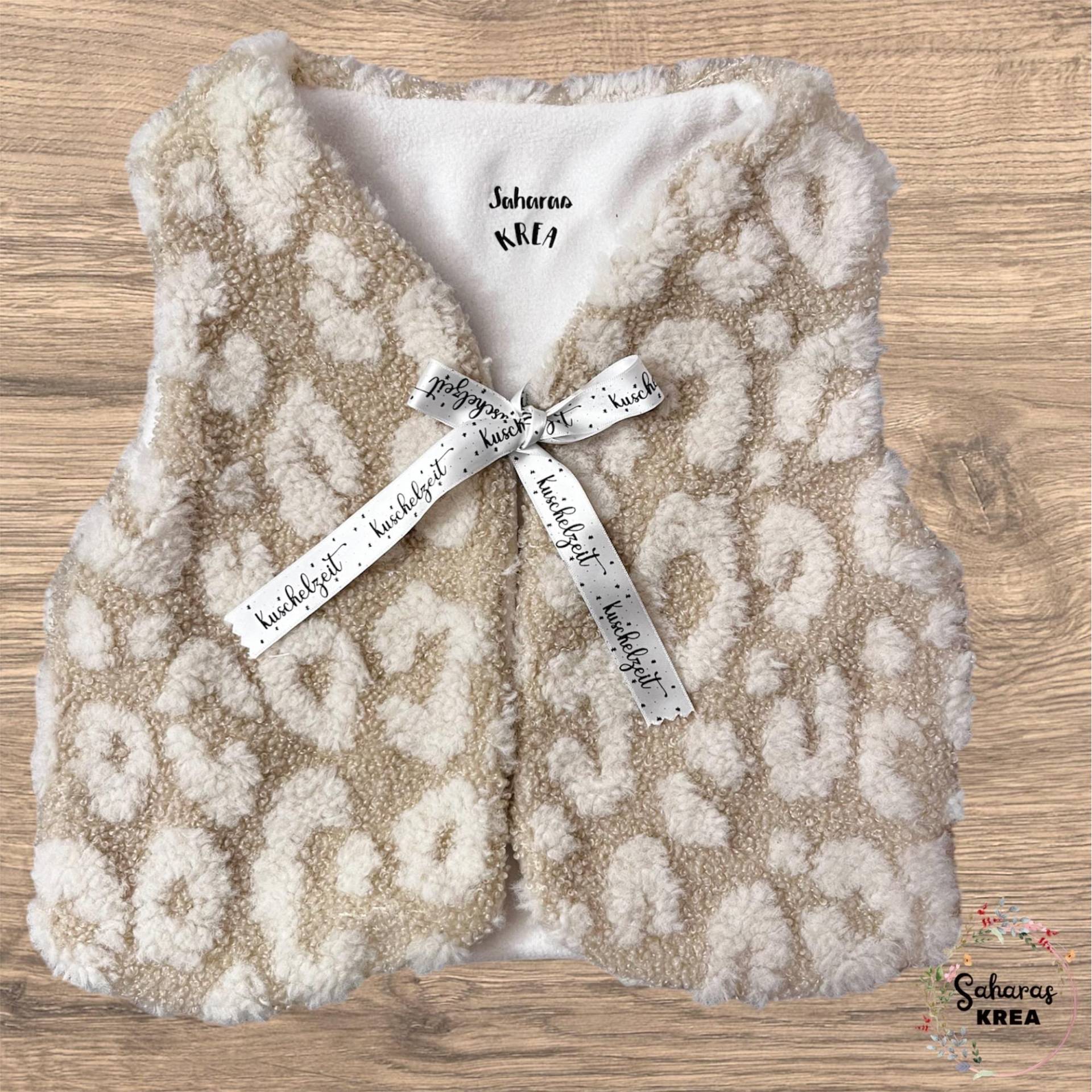Teddy Weste Leo Muster Baby Und Kind, Kuschelige Kinderweste Leopard Design, Handgemacht, Übergangsweste Junge Mädchen von SaharasKrea