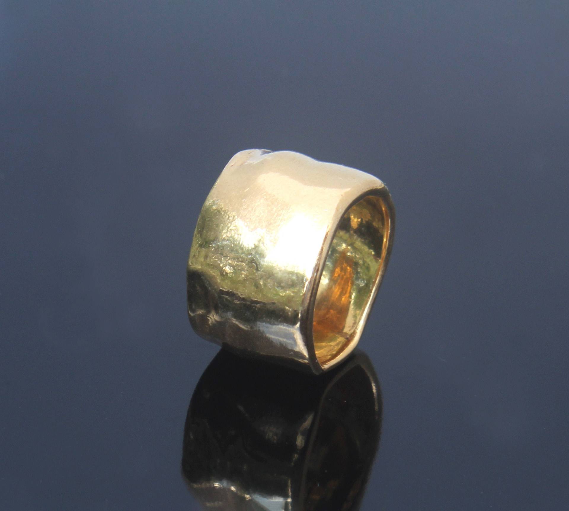 Massives 14K Gold 14mm Breites Band, Ehering Für Sie & Ihn von SaharonJewelryArt