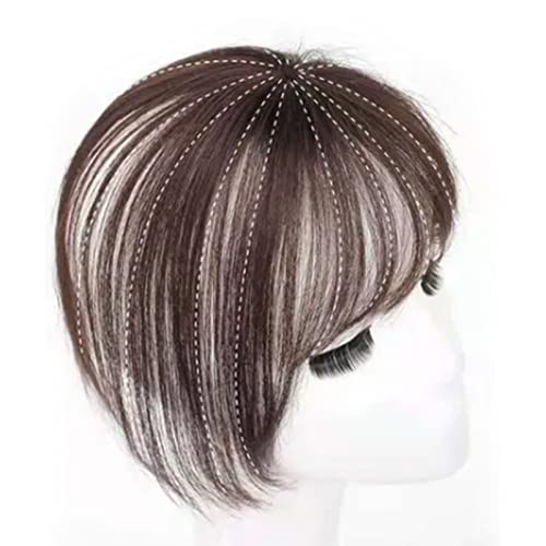 Clip-in- – Dunkelbrauner Fake- für Frauen, Wispy-Bangs-Haarspange, Haarverlängerungen, Clip-on-Air-Bangs-Haarteile mit Bügeln für den Täglichen Gebrauch von Sahgsa