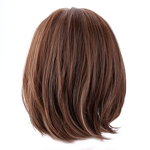 Frauen Kurze Braune Bob Gerade Perücke Cosplay Täglichen Party Kostüm Hitzebeständige Gerade Synthetische Haar Volle Perücken von Sahgsa