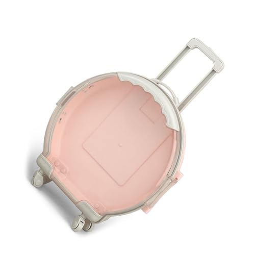 Kunststoff-Kofferbox für, Spielzeug-Organizer, Multifunktionale Mini-runde Kofferform, Kosmetik-Aufbewahrungsbox mit Rad für die Reise nach Hause (Hellrosa) von Sahgsa
