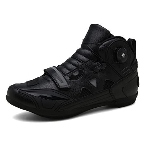 SahilXtore Motorradschuhe Herren,Damen Leder Biker Fachmann Motorradstiefel Fahrradschuhe Rennstiefel mit ATOP Verschluss-System,Reflektierend Kurze Stiefeletten Motorradausrüstung von SahilXtore