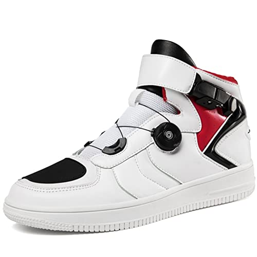 SahilXtore Motorradschuhe Herren,Damen Leder Biker Fachmann Motorradstiefel Fahrradschuhe mit Knöchelstütze ATOP Verschluss-System,motorradtouren 36-46 (Color : Weiß, Size : 42 EU) von SahilXtore