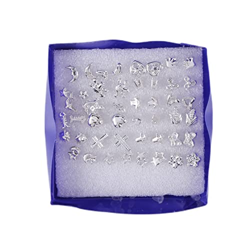 Sahkgye 24 Paar/Set mit hypoallergenen Ohrsteckern in verschiedenen Formen, für modische Mädchen (Farbe: Silber), Kunststoff von Sahkgye