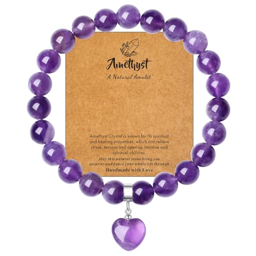 Sahoottie Damen Armband Herz Amethyst Armbänder Herz Stein Heilsteine Armband Schwester Geschenk Beste Freundin Mama Geburtstagsgeschenk für Frauen 8mm Perlen Sahoottie Damen Armband Herz Amethyst Armbänder Herz Stein Heilsteine Armband Schwester Geschenk Beste Freundin Mama Geburtstagsgeschenk für Frauen 8mm Perlen von Sahoottie