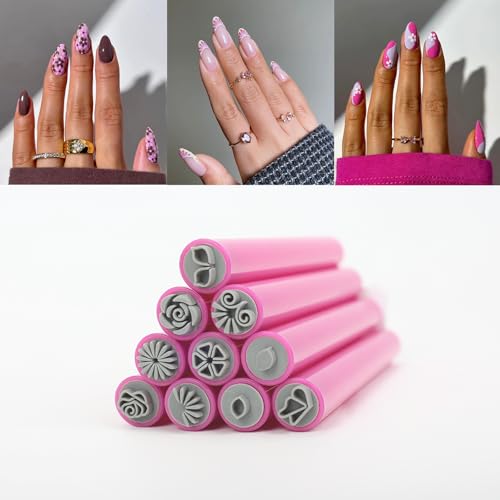 Sahunfri 10-teiliges Nagelkunst-Stempel-Set, das Nagelkunst-Werkzeug-Set enthält zehn verschiedene Muster, Nagelkunst-Stifte für Heimwerker und Profis von Sahunfri