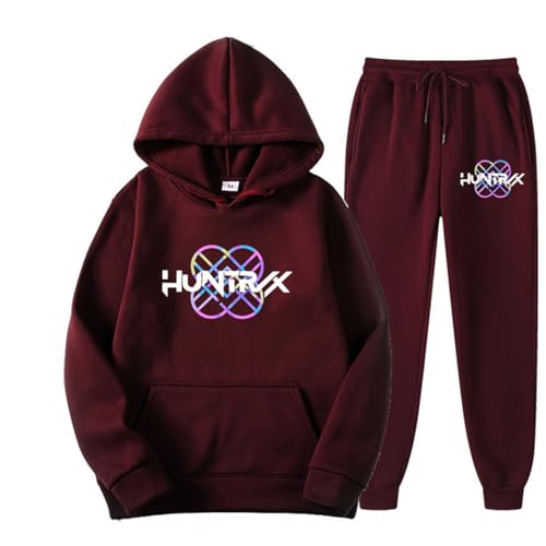 SaiDeng 2PCS KPOP De-Mon H-Hunters Hoodie Set – Huntrix Trainingsanzug Hoodie Oversized Kapuzenpullover & Jogginghose –Hontrix Pulli Streetwear Trainingsanzug Damen & Unisex Fans Outfit von SaiDeng