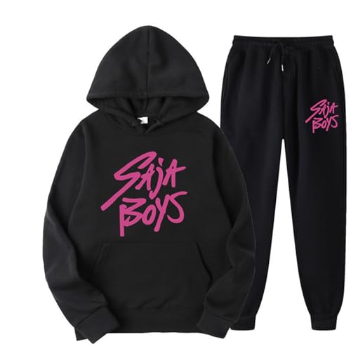 SaiDeng 2PCS KPOP De-Mon H-Hunters Huntrix Hoodie Set – Saja Boys Hoodie Oversized Kapuzenpullover & Jogginghose – KPOP De-Mon H-Hunters De-Mon H-Hunters Streetwear Trainingsanzug Damen von SaiDeng
