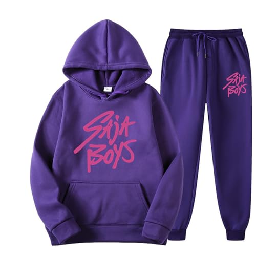 SaiDeng 2PCS KPOP De-Mon H-Hunters Huntrix Hoodie Set – Saja Boys Hoodie Oversized Kapuzenpullover & Jogginghose – KPOP De-Mon H-Hunters De-Mon H-Hunters Streetwear Trainingsanzug Damen von SaiDeng