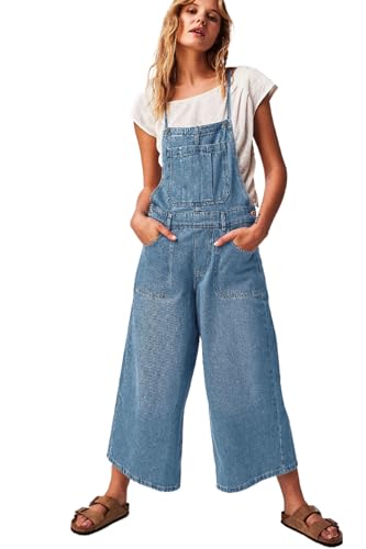 SaiDeng Damen Denim Latzhose Jeans – Bequemer Baumwoll-Overall mit Taschen – Figurformend & Lässig – Verstellbare Träger Sommerhose von SaiDeng