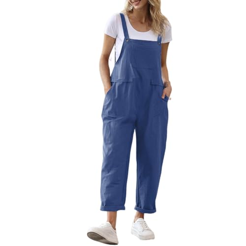 SaiDeng Damen Latzhose Sommer Oversize – Bequemer Loose Fit Jumpsuit mit Verstellbaren Trägern, Baggy Bib Pants Overall, Casual Sommerhose von SaiDeng