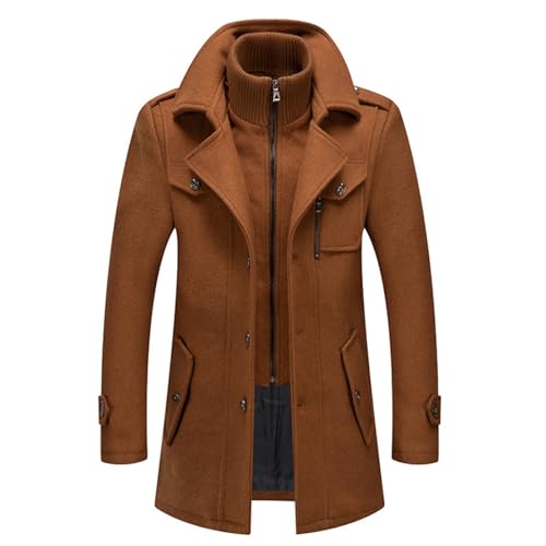 SaiDeng Herren Wollmantel Winter – Klassischer Einreiher-Kurzmantel aus Wolle mit Revers, Regular Fit Business & Freizeit Langmantel, Warmer Kaschmirmantel mit Seitentaschen für Herbst & Winter von SaiDeng
