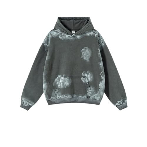 SaiDeng Hoodie Damen Sweatjacke – Y2K Kapuzenpullover Herren Zipper Hoodie – Übergangsjacke mit Kapuze – Elegant Streetwear im Used-Look mit Graffiti & Paint Effekt – Oversize Hooded Sweatshirt von SaiDeng