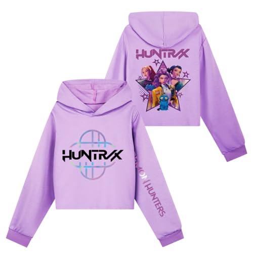 SaiDeng KPop Demon Hunters Hoodie & Set – Huntrix Anime Kurzpullover & Jogginghose für Mädchen, Kapuzenpullover Freizeit Outfit, Trendiges K-Pop Fan Set kpop Demon Hunters Merch Kids Hoodies von SaiDeng