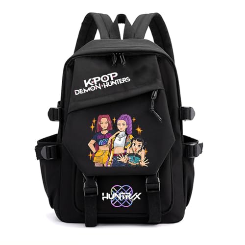 SaiDeng KPop Huntrix Rucksack – Wasserdichter Anime Saja Boys KPop De-Mon H-Hunters Jungen & Mädchen, Unisex Tasche für Schule, Freizeit & Reisen, Gepolstert, Trendiges K-Pop Design von SaiDeng