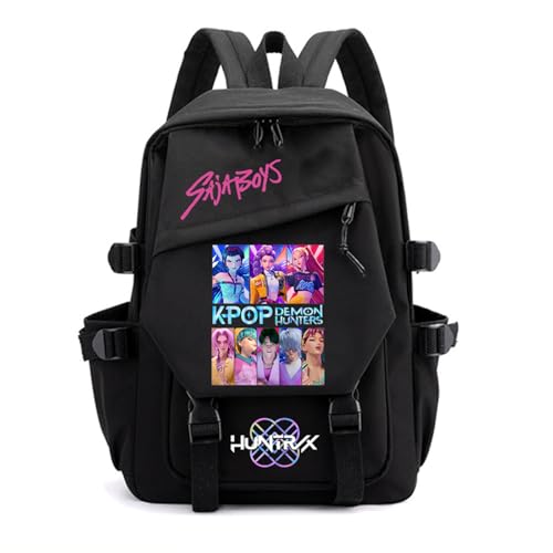 SaiDeng KPop Huntrix Rucksack – Wasserdichter Anime Saja Boys KPop De-Mon H-Hunters Jungen & Mädchen, Unisex Tasche für Schule, Freizeit & Reisen, Gepolstert, Trendiges K-Pop Design von SaiDeng
