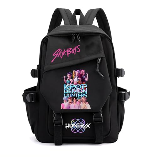 SaiDeng KPop Huntrix Rucksack – Wasserdichter Anime Saja Boys KPop De-Mon H-Hunters Jungen & Mädchen, Unisex Tasche für Schule, Freizeit & Reisen, Gepolstert, Trendiges K-Pop Design von SaiDeng