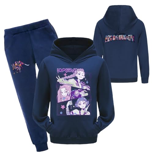 Saideng Huntrix Kpop Hoodie Huntr/x & Jogginghose Set – Hunterx K-Pop Anime Streetwear Kapuzenpullover & Hose für Mädchen & Teenager, K-Pop hontrix Kids Sweatshirt & Jogginghose von SaiDeng