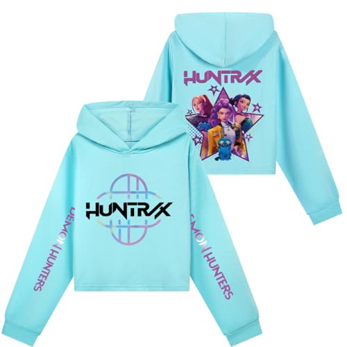 Saideng Huntrix Kpop Hoodie Huntr/x & Set – Huntrix Anime Kurzpullover & Jogginghose für Mädchen, Kapuzenpullover Freizeit Outfit, Trendiges K-Pop Fan Set Huntrix Kpop Merch Kids Hoodie Huntr/x s von SaiDeng