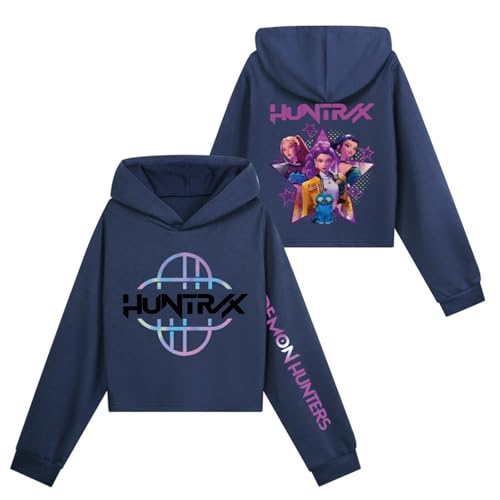 Saideng Huntrix Kpop Hoodie Huntr/x & Set – Huntrix Anime Kurzpullover & Jogginghose für Mädchen, Kapuzenpullover Freizeit Outfit, Trendiges K-Pop Fan Set Huntrix Kpop Merch Kids Hoodie Huntr/x s von SaiDeng