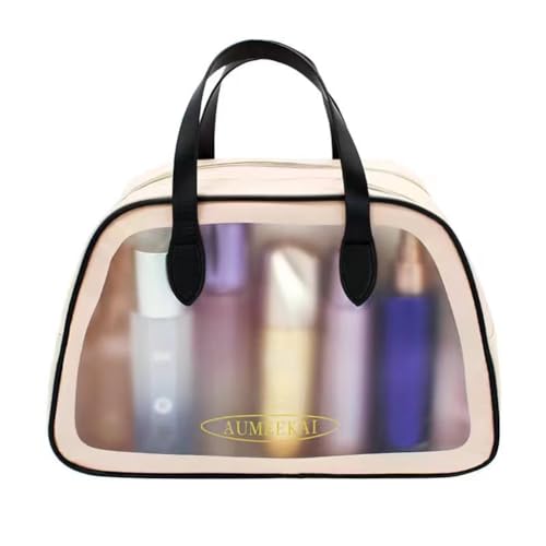 Reise-Kulturbeutel Für Frauen Und Männer, wasserdichte Durchscheinende Kulturbeutel Mit Handlichem Griff, Kosmetische Tasche Für Reisezubehör,Beige,L von SaiDuoDuo