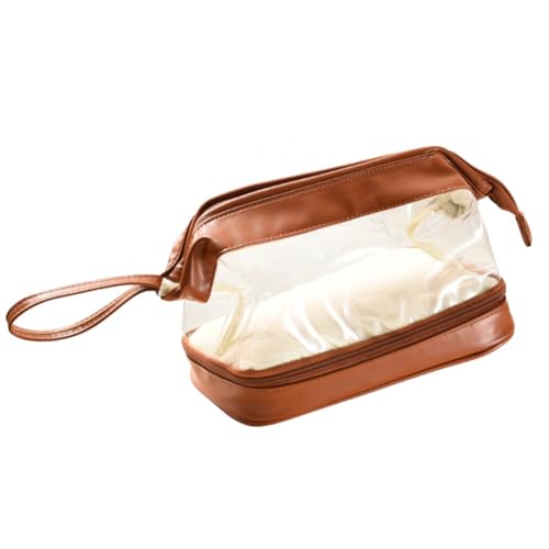 Reise-Make-Upbeutel, Durchscheinende Dusche-Tasche Mit Handlichem Griff, wasserdichte Kulturbeutel-Große Kapazitäts-Kosmetische Tasche Für Frauen Und Männer,Braun von SaiDuoDuo